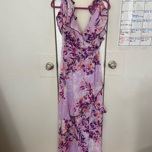 Lulus purple floral full length maxi dress